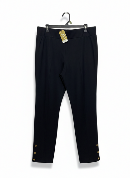 SUZANNE RETRO |XXL| WAIST 36| WOMEN'S SLIM-FIT ANKLE PANTS WITH GOLD BUTTON DETAIL