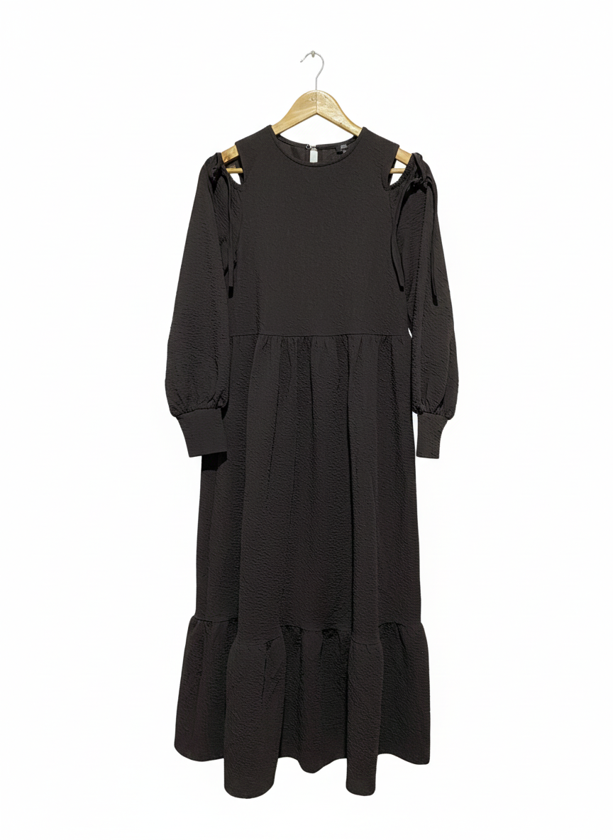 RIVER ISLAND |M| BUST 16|  Black Tiered Maxi Dress