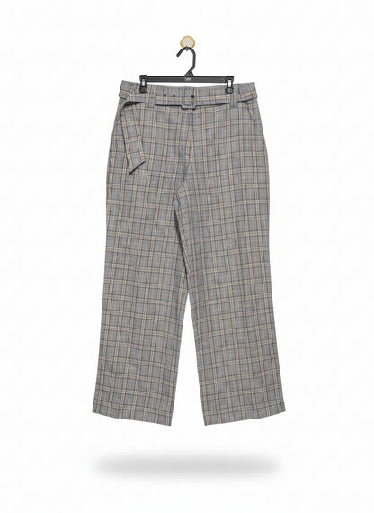 COUNTRY ROAD |XL| WAIST 34| CLASSIC GREY CHECKERED BELTED TROUSERS