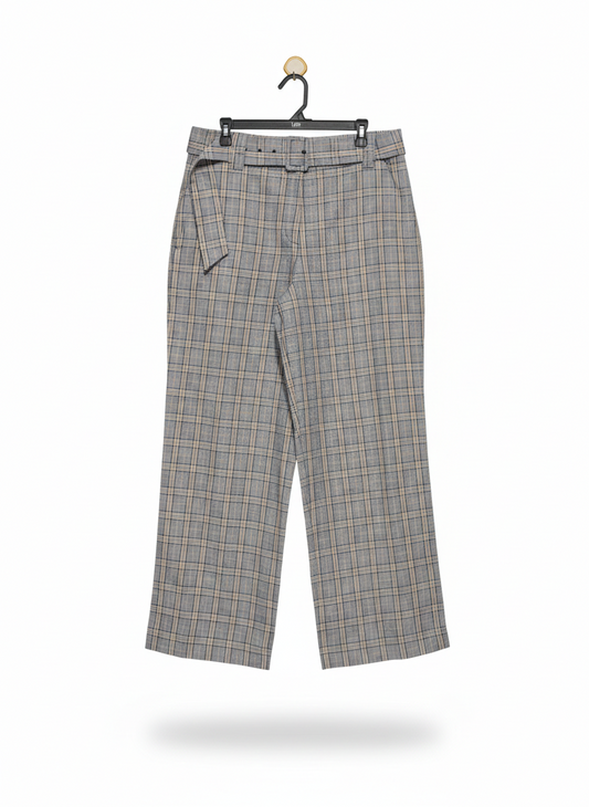COUNTRY ROAD |XL| WAIST 34| CLASSIC GREY CHECKERED BELTED TROUSERS