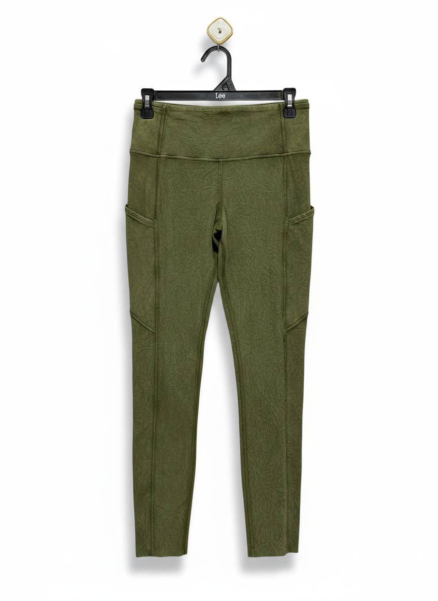LULULEMON |M| WAIST 28| FAST AND FREE HIGH-RISE TIGHTS IN EMBOSSED OLIVE GREEN