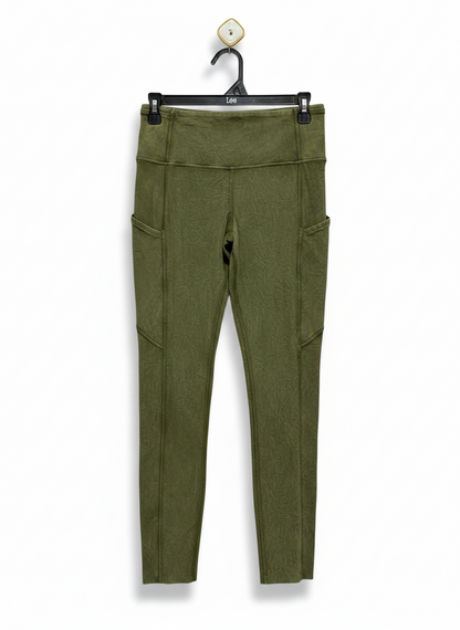 LULULEMON |M| WAIST 28| FAST AND FREE HIGH-RISE TIGHTS IN EMBOSSED OLIVE GREEN
