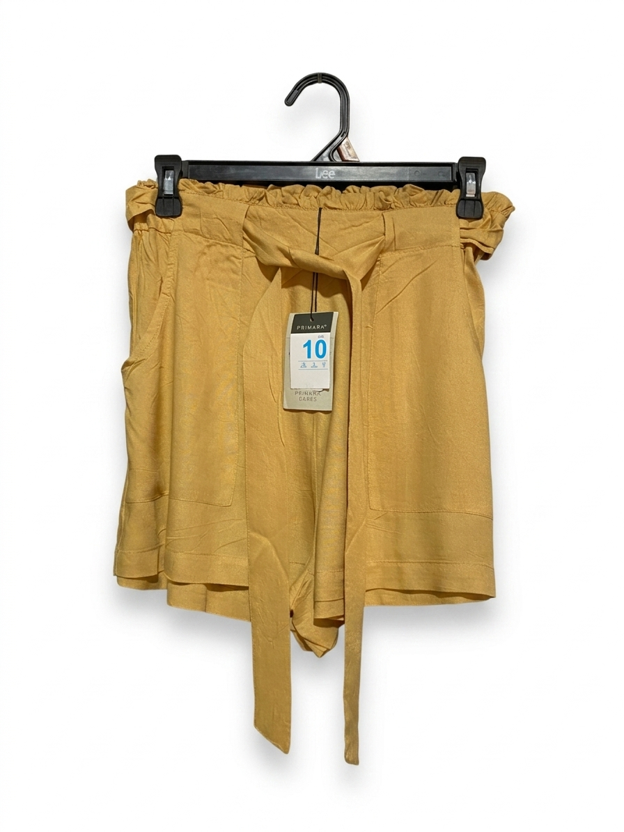 PRIMARK |S| WAIST 26| B20| MUSTARD YELLOW PAPERBAG SHORTS