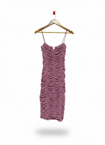 FRESH SOUL |M| BUST 14| CHIC MAUVE RUCHED SPAGHETTI STRAP BODYCON DRESS