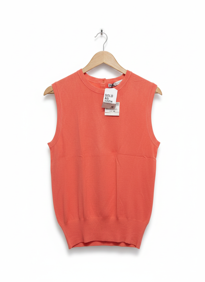 ZARA|L/XL|BUST 18|Sleeveless Knit Top Intense Coral
