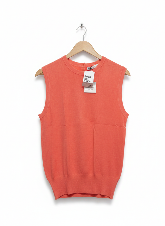 ZARA|L/XL|BUST 18|Sleeveless Knit Top Intense Coral