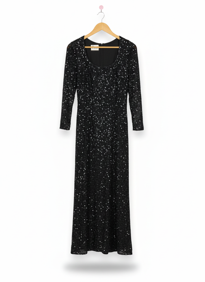 SEAN COLLECTION|XS|S|BUST 15|BLACK LONG SLEEVE BEADED MAXI DRESS