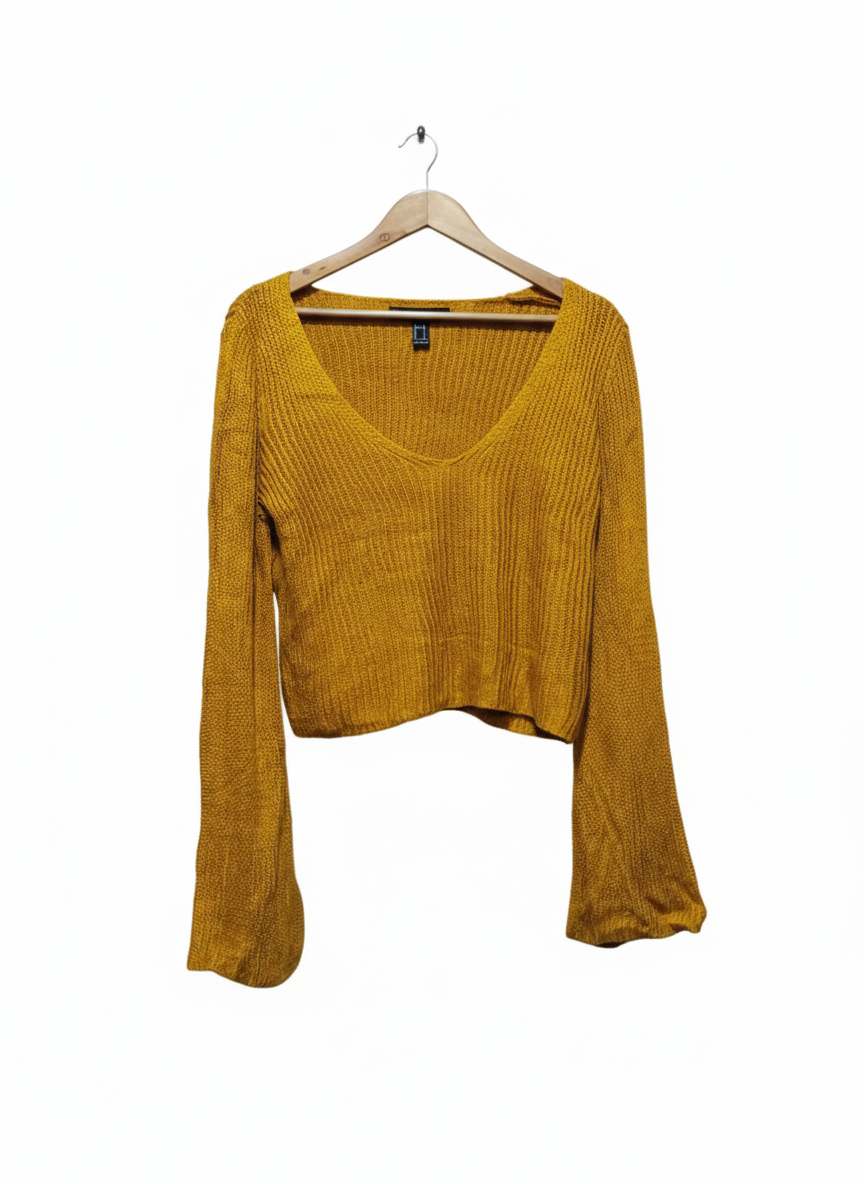 Forever 21 Mustard Yellow Bell Sleeve Sweater