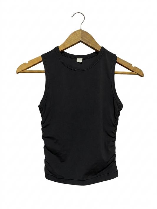 LULULEMON  | S| BUST 12| SLEEK BLACK HIGH-NECK RUCHED TANK TOP -