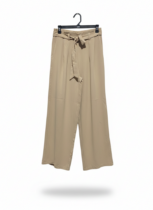 SHEIN |S| WAIST 28| SAND HIGH-WAISTED WIDE-LEG TROUSERS