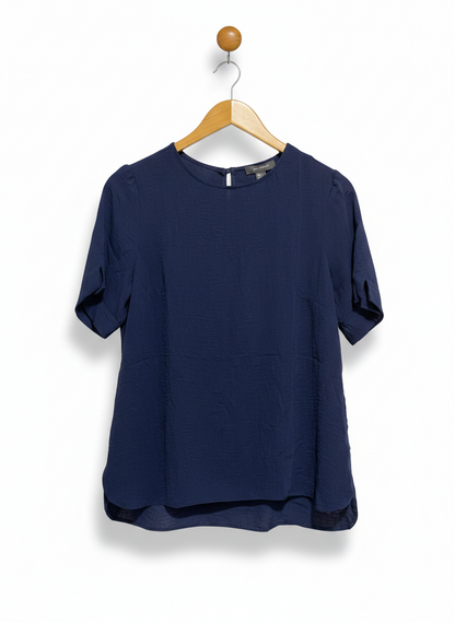PRIMARK |L| BUST 19| C1| ELEGANT NAVY BLUE SHORT SLEEVE BLOUSE