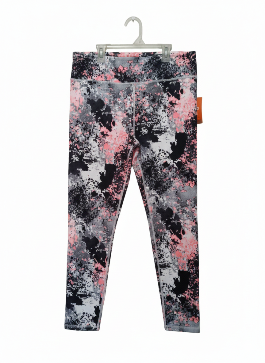 SPRING SEASON|XL|WAIST 34|White Gray & Pink Splatter Ankle Leggings