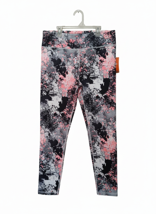 SPRING SEASON|XL|WAIST 34|White Gray & Pink Splatter Ankle Leggings