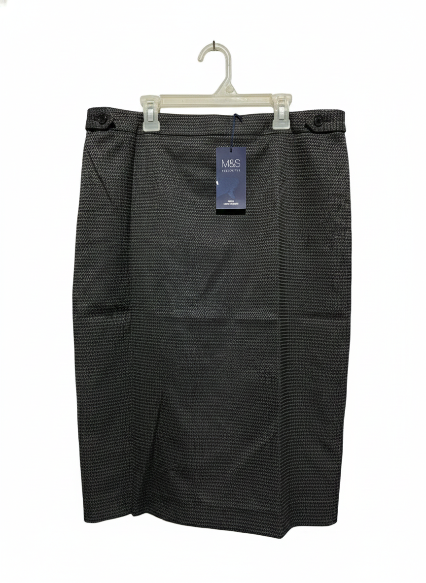 M&S COLLECTION |L\XL| WAIST 34| Black and White Checked Pencil Skirt