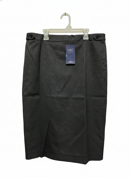 M&S COLLECTION |L\XL| WAIST 34| Black and White Checked Pencil Skirt