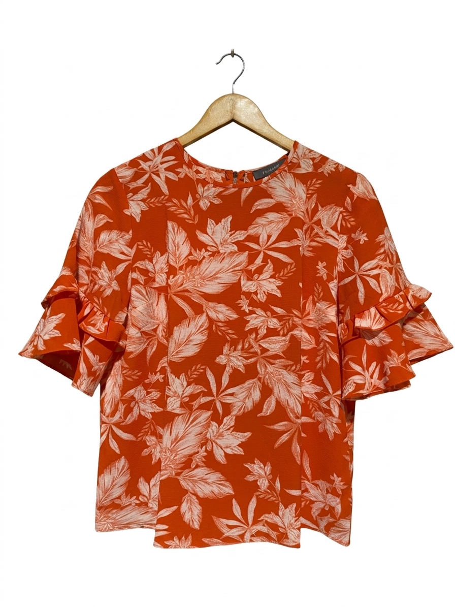 PRIMARK |M| BUST 19| B14| TROPICAL FLORAL PRINT TIERED RUFFLE SLEEVE TOP
