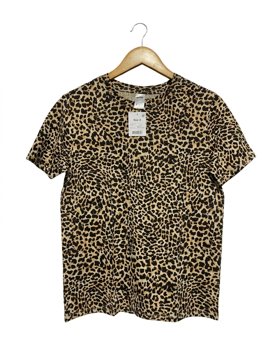 ANKO |M| BUST 18| B6| GEORGE LEOPARD PRINT CLASSIC CREW NECK T-SHIRT
