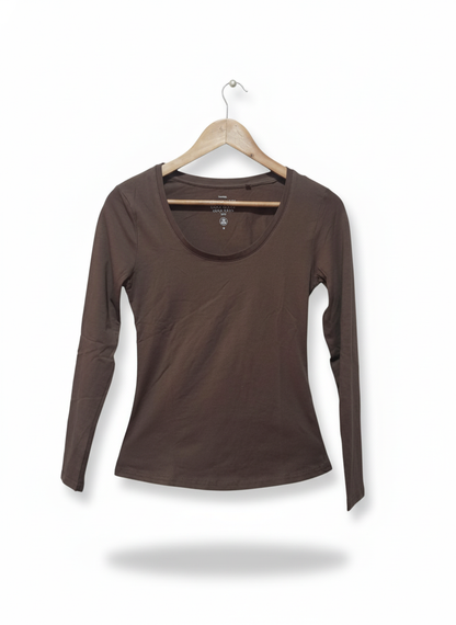 GEORGE Brown Basic Long Sleeve Top W-15/L-23