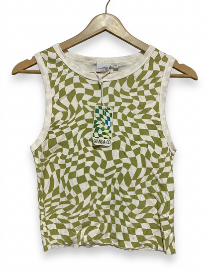 GHANDA |S| BUST 14| B20| OLIVE CHECKERED WAVE TANK TOP