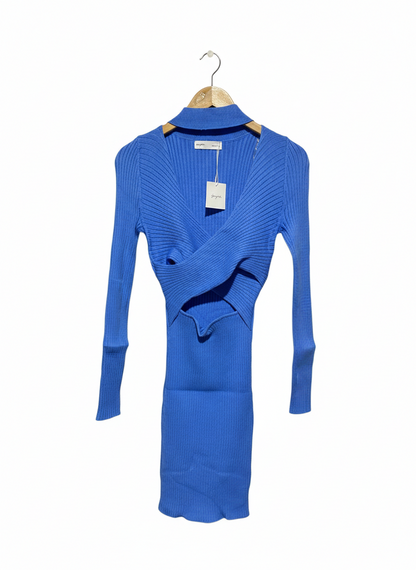 SUPRE |M| BUST 12|Blue Ribbed Knit Mini Dress