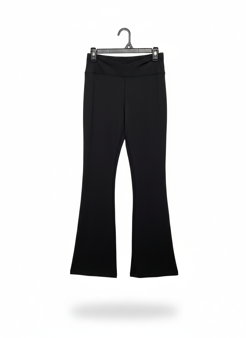 BLACK HIGH-WAISTED FLARED LEGGINGS |M| WAIST 26|