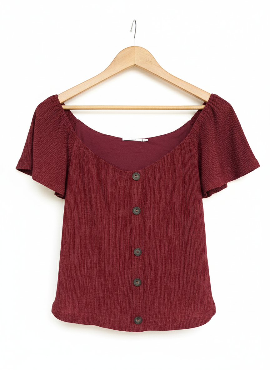 LUSH TOP Off The Shoulder Button Up W-17/ L-19