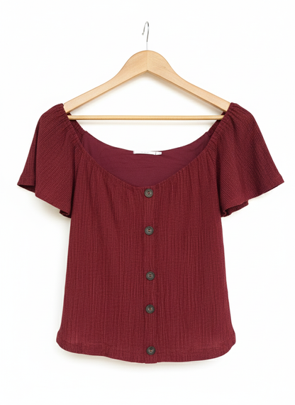 LUSH TOP Off The Shoulder Button Up W-17/ L-19