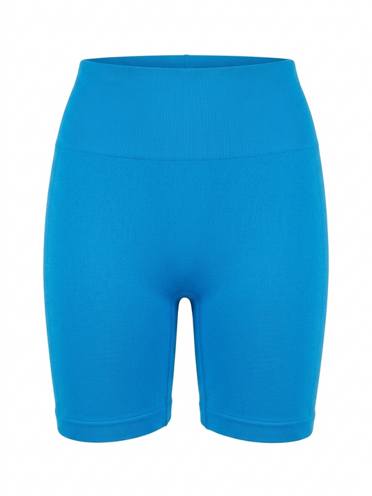 BONDS |M| WAIST 26| B11|  : VIBRANT CERULEAN BLUE SEAMLESS HIGH-RISE BIKER SHORTS