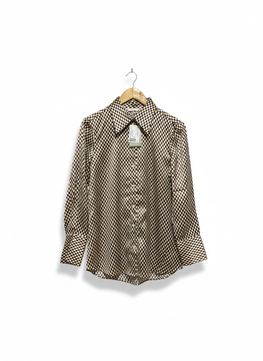 H&M |M| BUST 19| VINTAGE-STYLE GEOMETRIC PRINT SATIN SHIRT