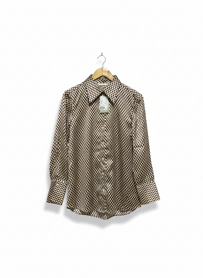 H&M |M| BUST 19| VINTAGE-STYLE GEOMETRIC PRINT SATIN SHIRT