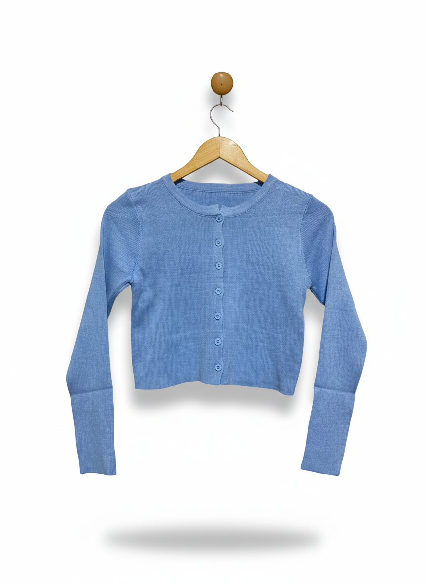 Light bBlue Cropped Knit Cardigan |S| BUST |14|