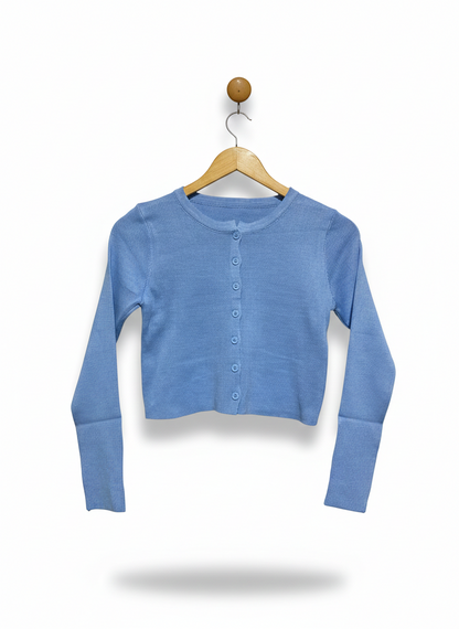 Light bBlue Cropped Knit Cardigan |S| BUST |14|