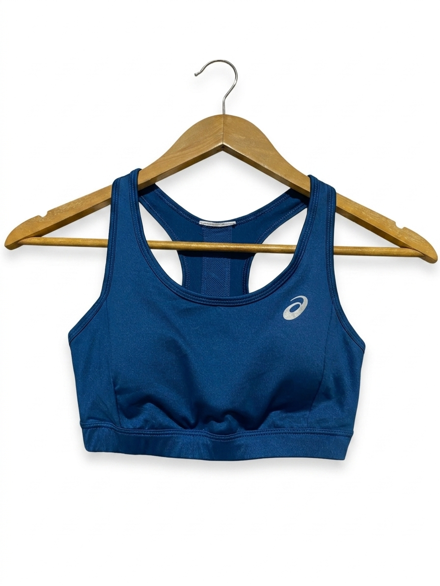 D1 |XS| BUST 12| B26| BLUE RACERBACK SPORTS BRA WITH SILVER LOGO