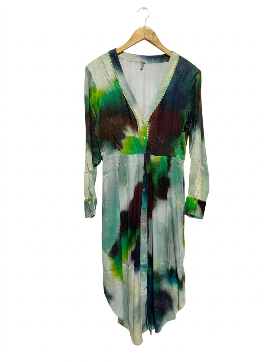 BINK |L| BUST 18| B13| VIBRANT MULTICOLOR ARTISTIC DESIGN WITH BUTTON-DOWN FRONT