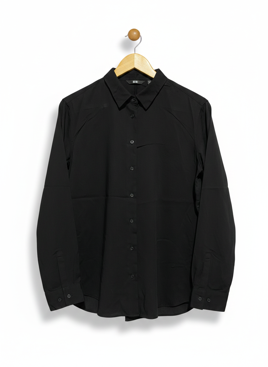 UNIQLO |M| BUST 20| SLEEK MINIMALIST BLACK BUTTON-DOWN SHIRT