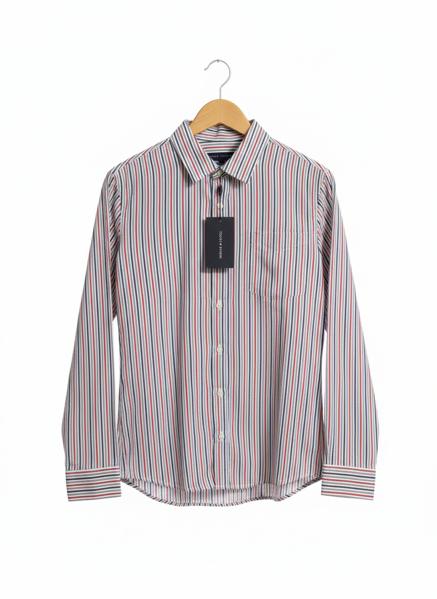 TOMMY HILFIGER| M | BUST 20| MULTI-COLOR VERTICAL STRIPED SHIRT