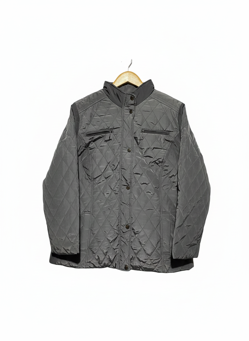 PETITE|L/XL|BUST 23|GREY DIAMOND-QUILTED JACKET
