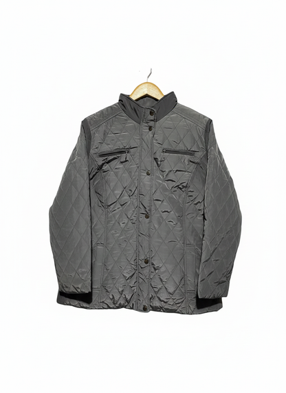 PETITE|L/XL|BUST 23|GREY DIAMOND-QUILTED JACKET