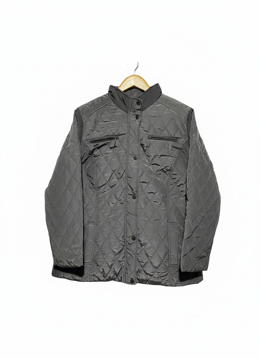 PETITE|L/XL|BUST 23|GREY DIAMOND-QUILTED JACKET