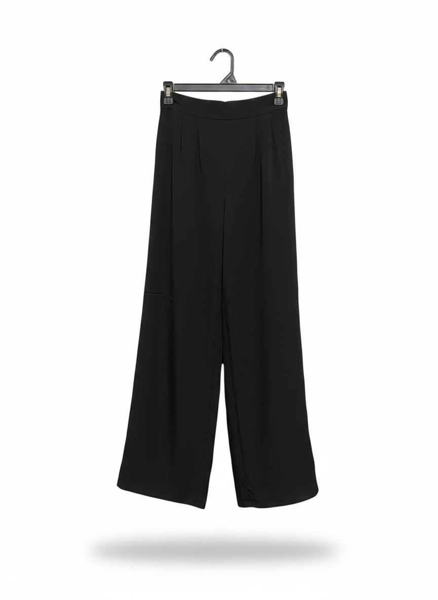 H&M |S| WAIST 24| BLACK HIGH-WAISTED WIDE-LEG TROUSERS
