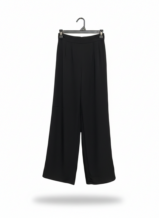 H&M |S| WAIST 24| BLACK HIGH-WAISTED WIDE-LEG TROUSERS