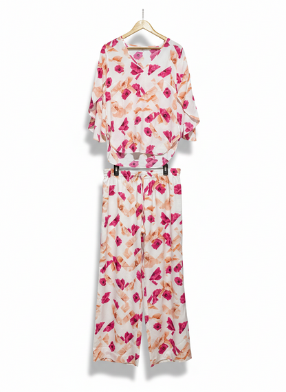 CALVIN KLEIN |L| White, Pink, And Orange Floral Print Matching Set