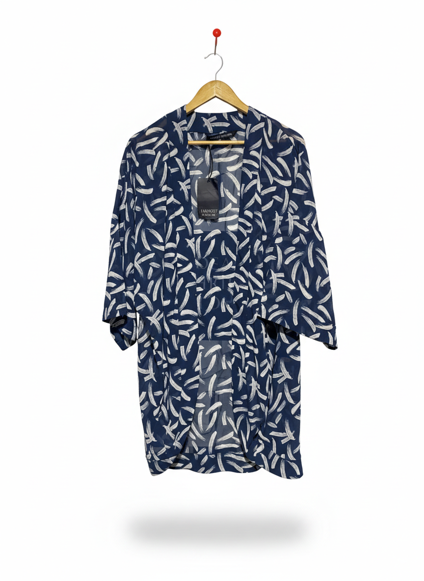 JEANS WEST |M/L| BUST 27| NAVY ABSTRACT BRUSHSTROKE KIMONO CARDIGAN