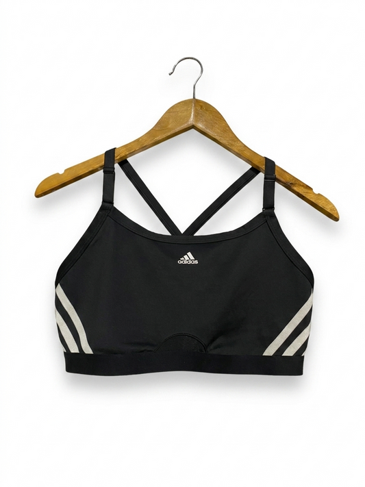 ADIDAS |M| BUST 15| B26| BLACK CROSS-BACK SPORTS BRA WITH THREE-STRIPE SIDE ACCENTS