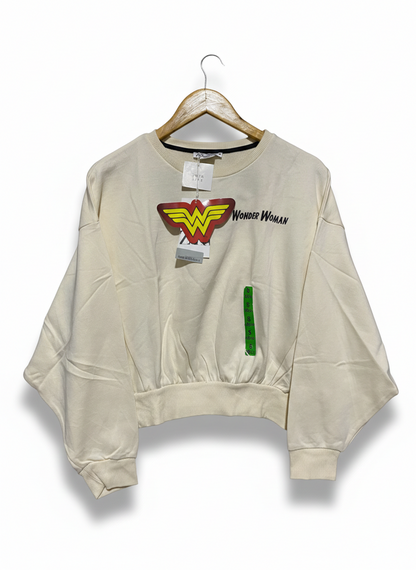 ZARA |S| WONDER WOMAN CROPPED SWEATSHIRT - IVORY