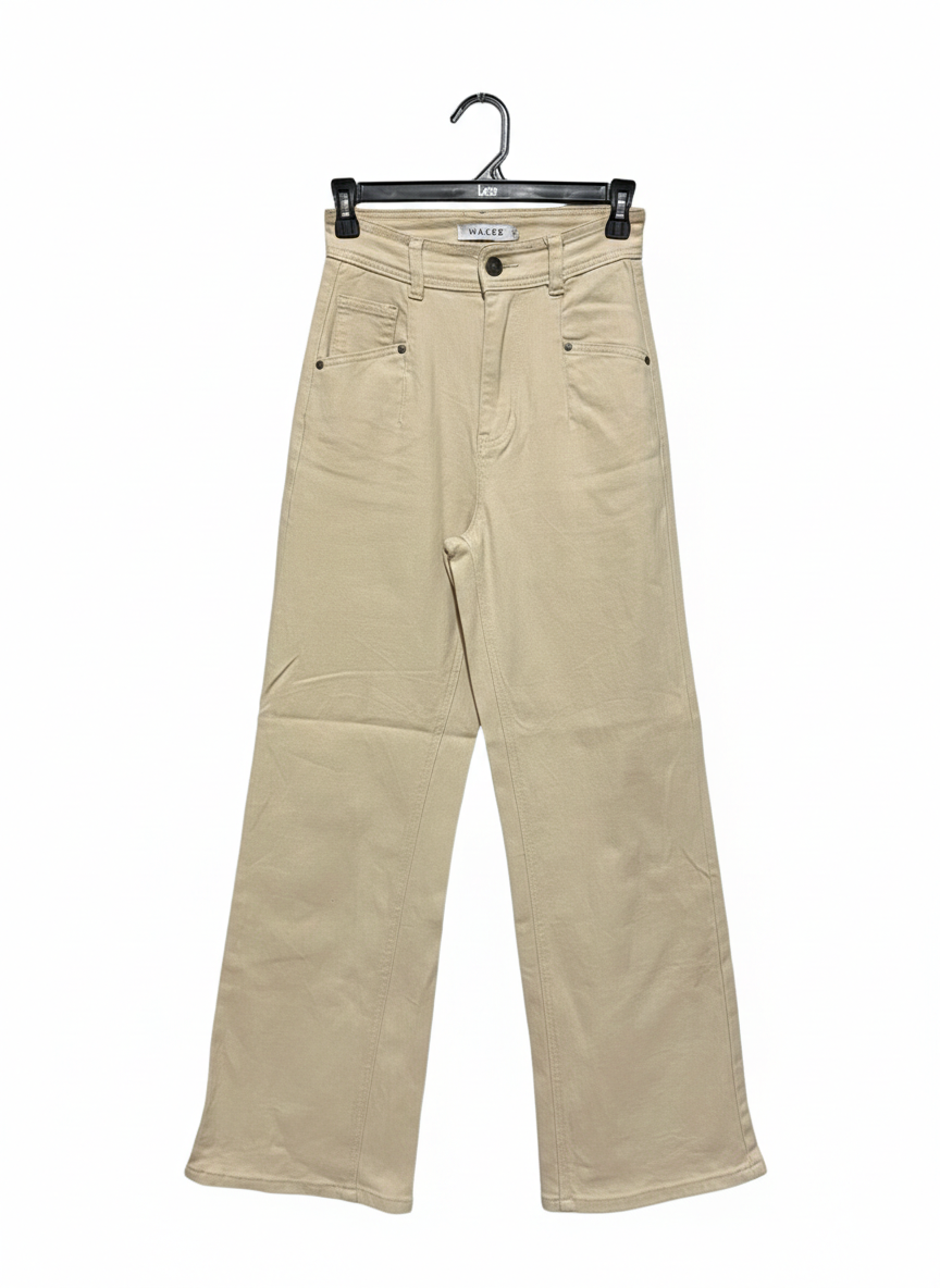 WAKEE |S| WAIST 24|  High-Waist Straight Fit Cotton Pants
