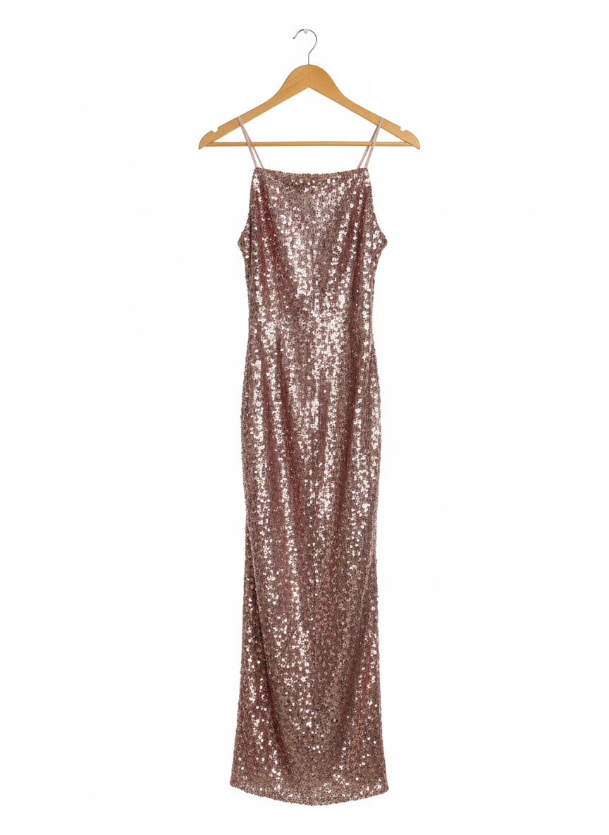 BARDOT|XS|BUST 12|SEQUIN GOWN IN ROSE GOLD