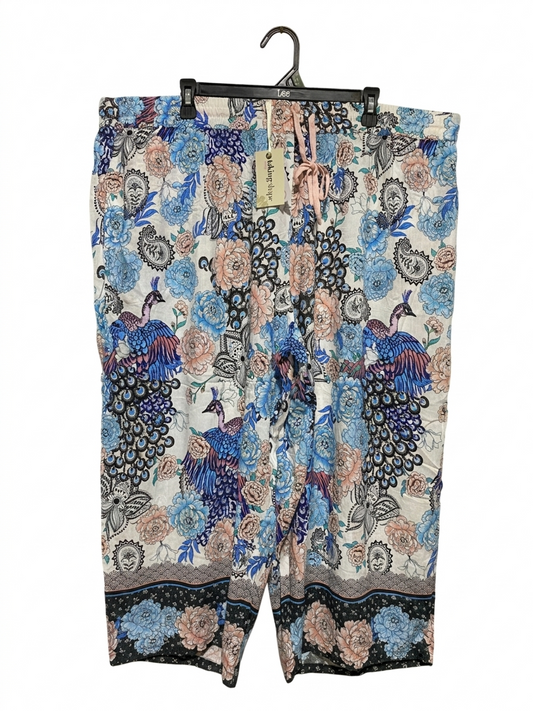 TAKING SHAPE | XXXL| WAIST 44| B11| WHITE STAG PEACOCK & FLORAL PRINT PALAZZO PANTS – MULTICOLOR