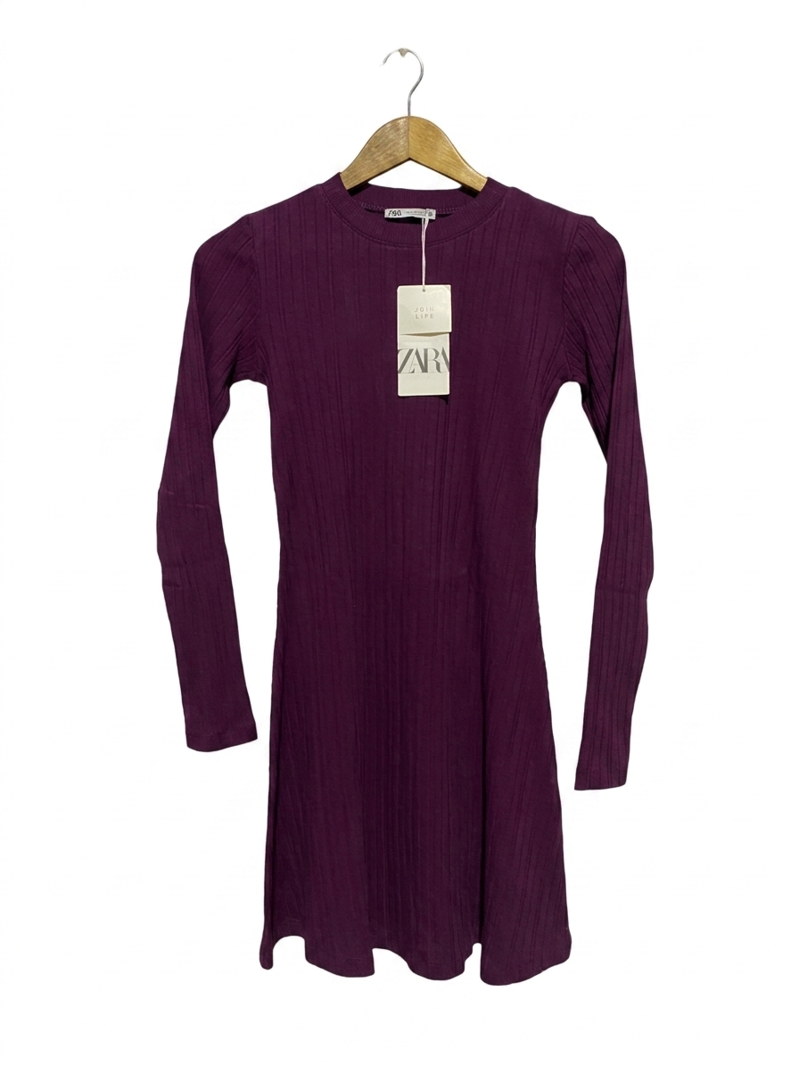 ZARA |S| BUST 14| B13| CHIC DEEP PURPLE TEXTURED KNIT DRESS