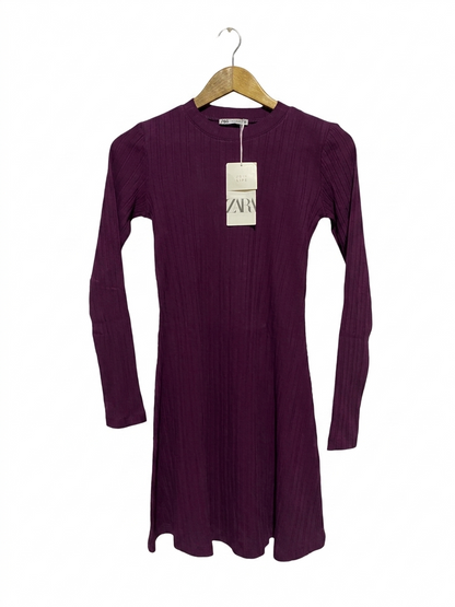 ZARA |S| BUST 14| B13| CHIC DEEP PURPLE TEXTURED KNIT DRESS